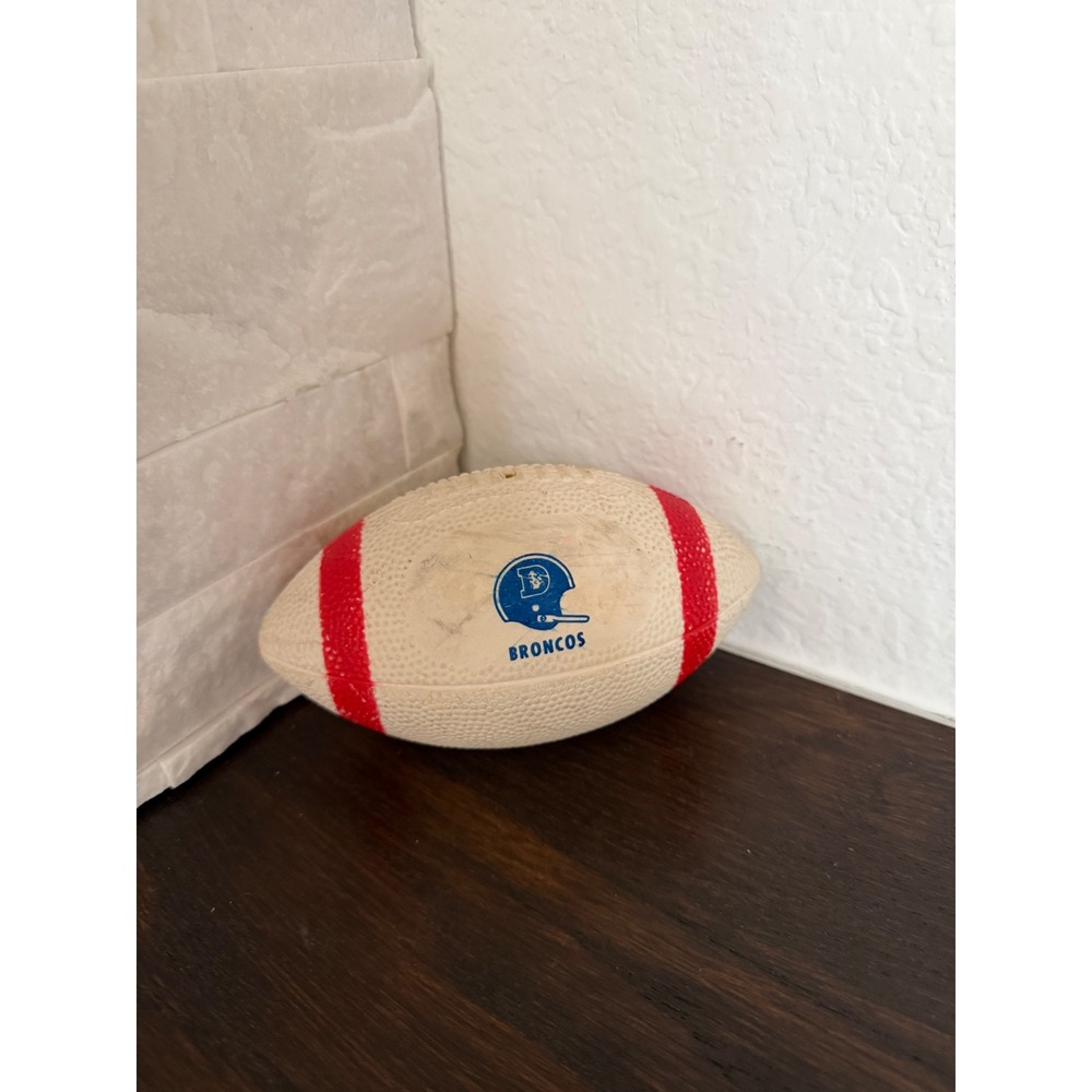 Vintage Denver Broncos Mini Foam Football White Red Blue NFL Collectible 5.5"